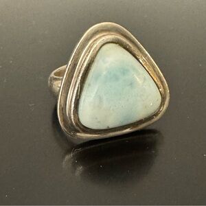 Vintage Sterling Larimar Ring in Triangular Setting